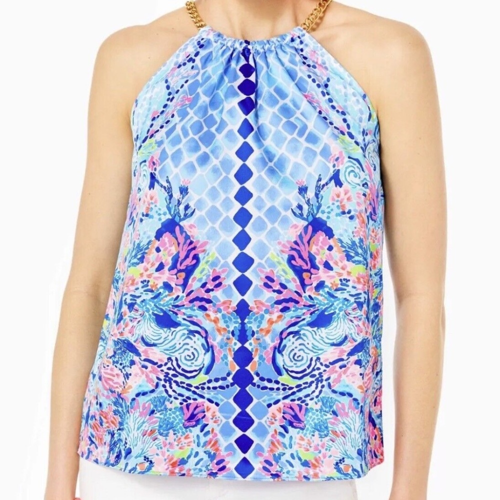 Lilly Pulitzer Isa Halter Top Multi Hidden Treasure